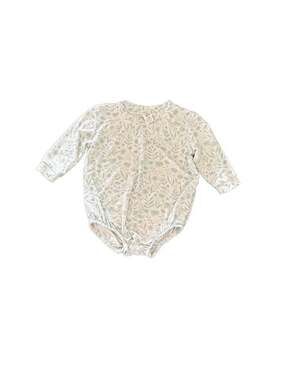 Waterlemons Baby Shirred Neck Long Sleeve Bodysuit in Loden Sprigs 3-6M